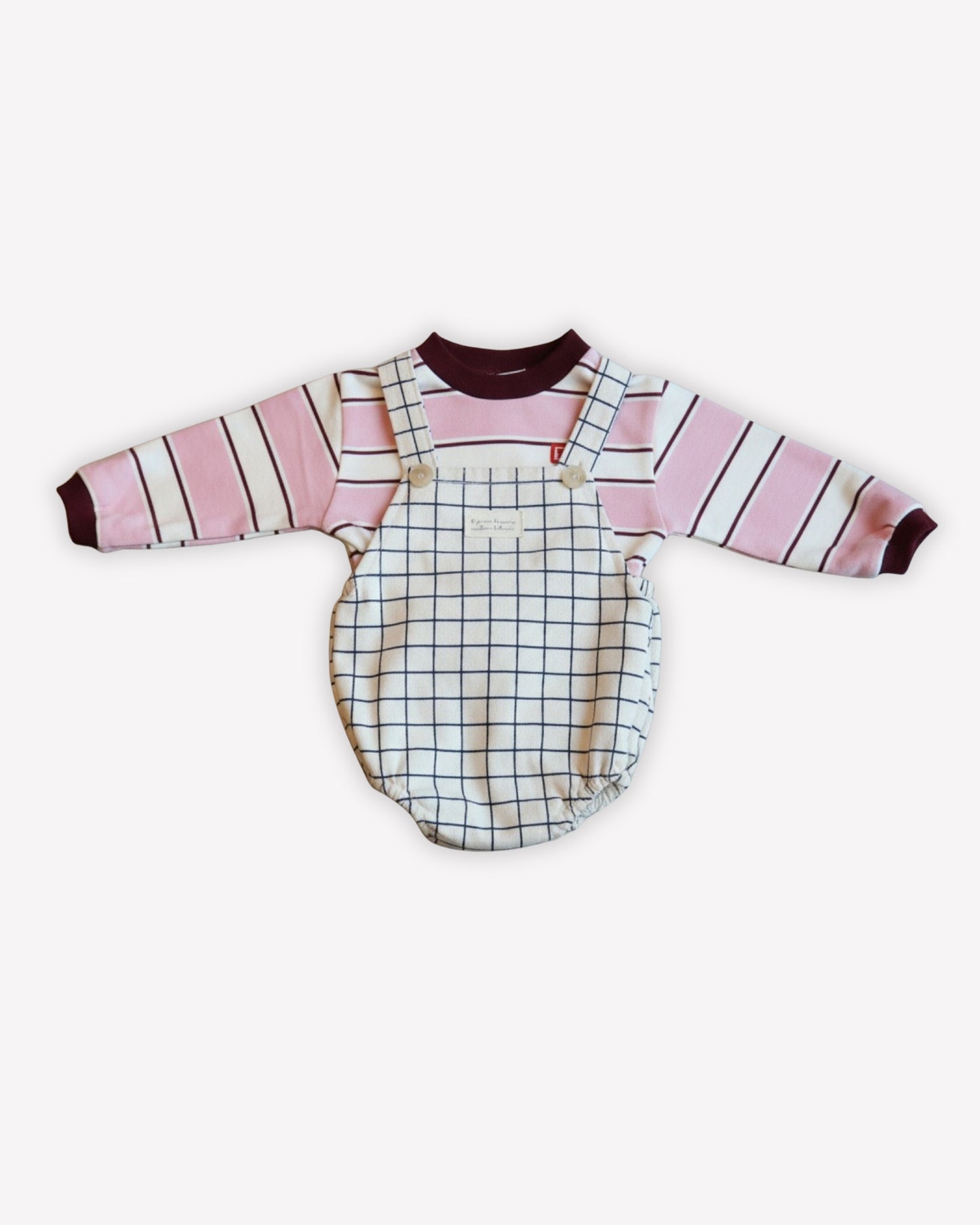 Bebe Striped Romper - Soft pink