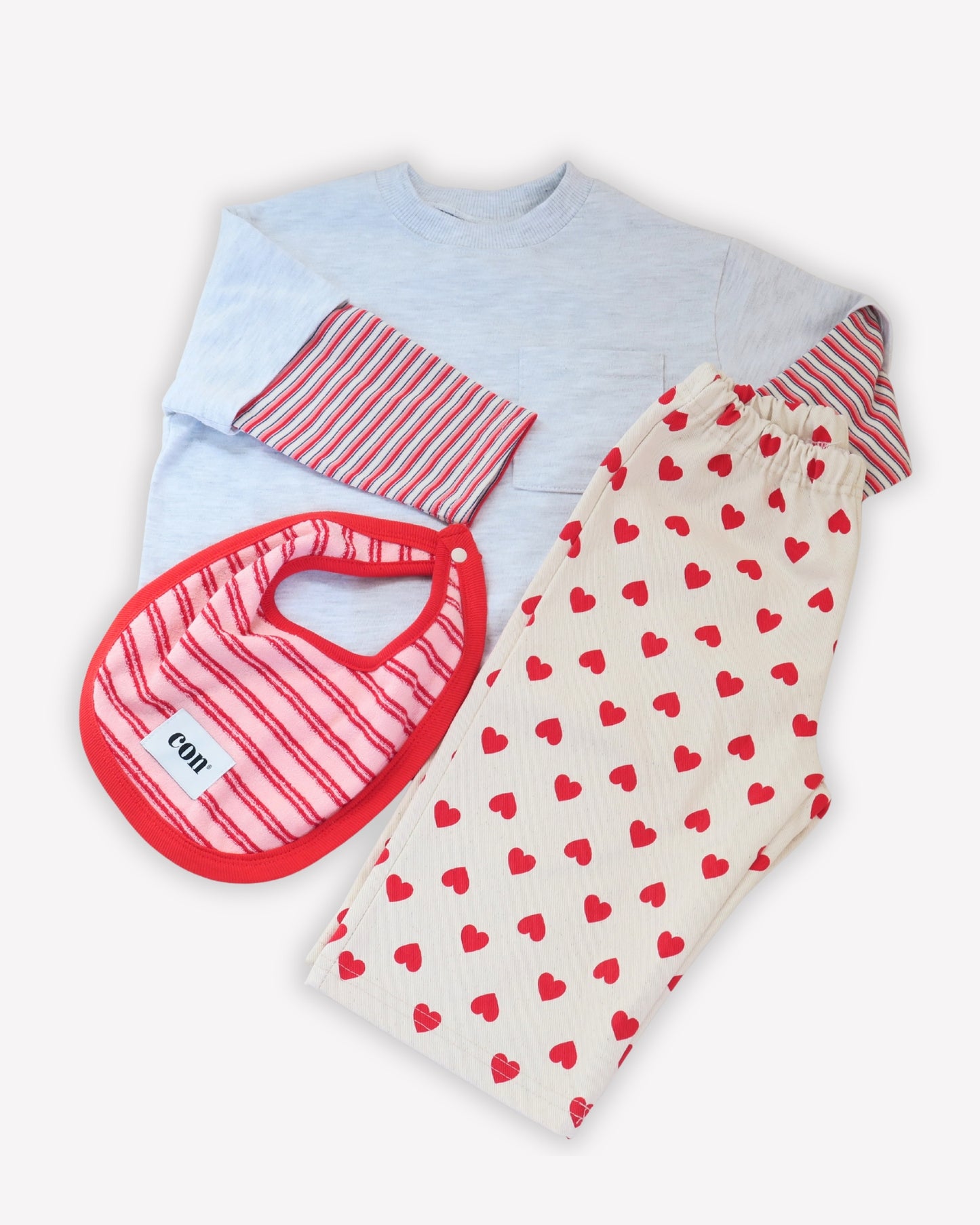 Layered Tee - White Melange/Red