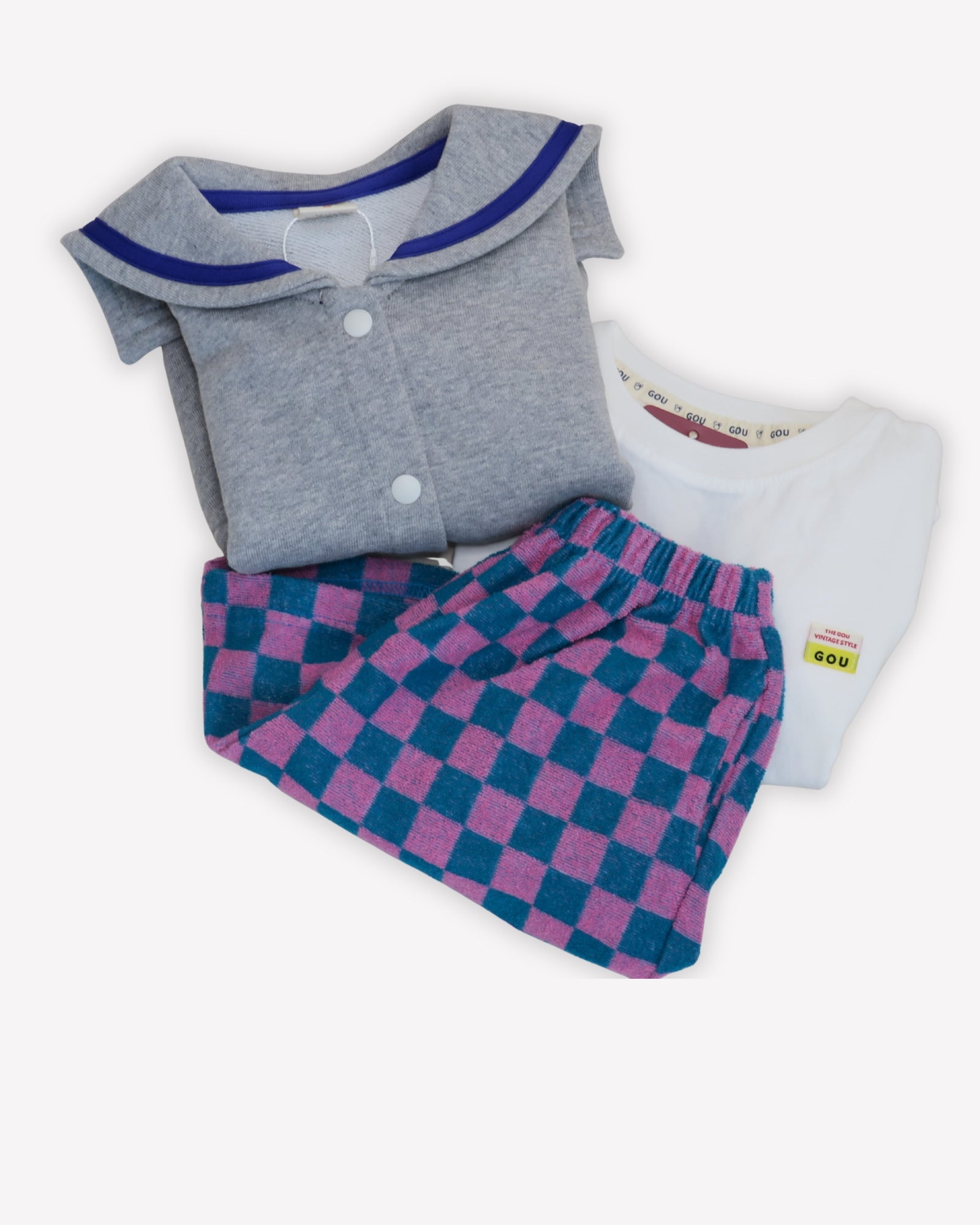 Short à carreaux - rose/bleu