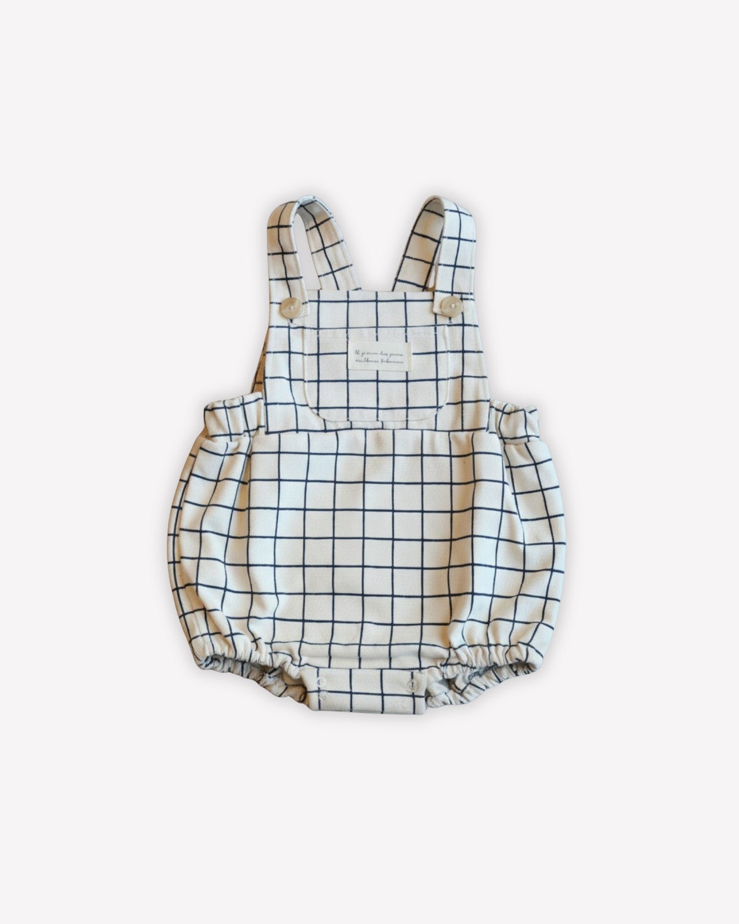 Bebe Checked Romper - White/Navy