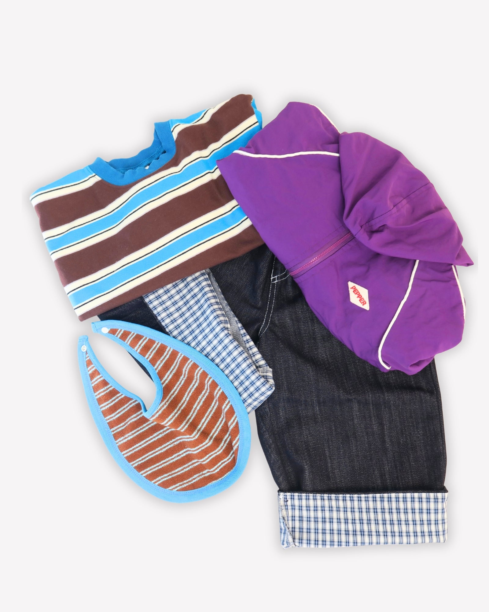 Vintage T-shirt - Bruin/Blauw