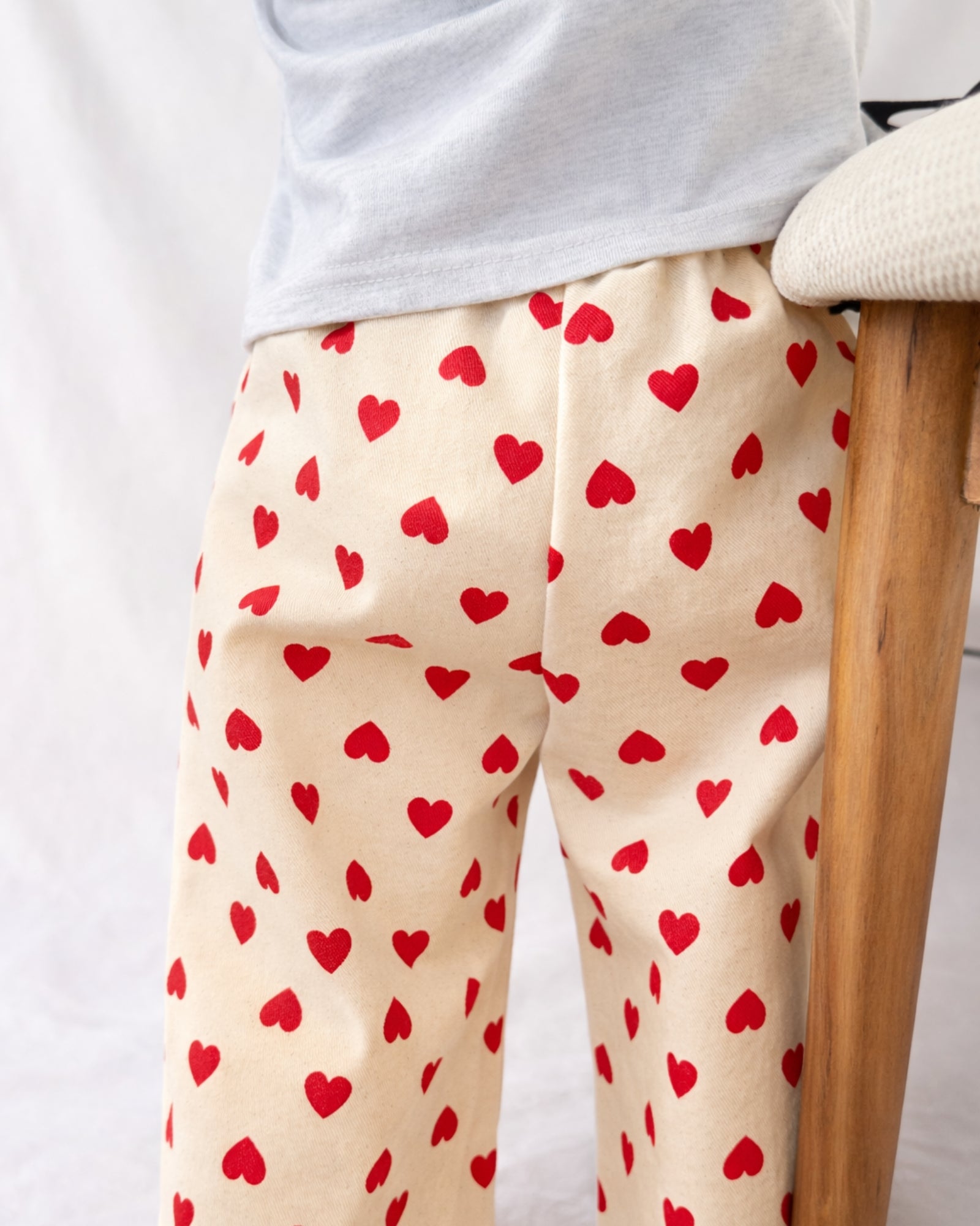 Pantalon à cœurs - Blanc/Rouge