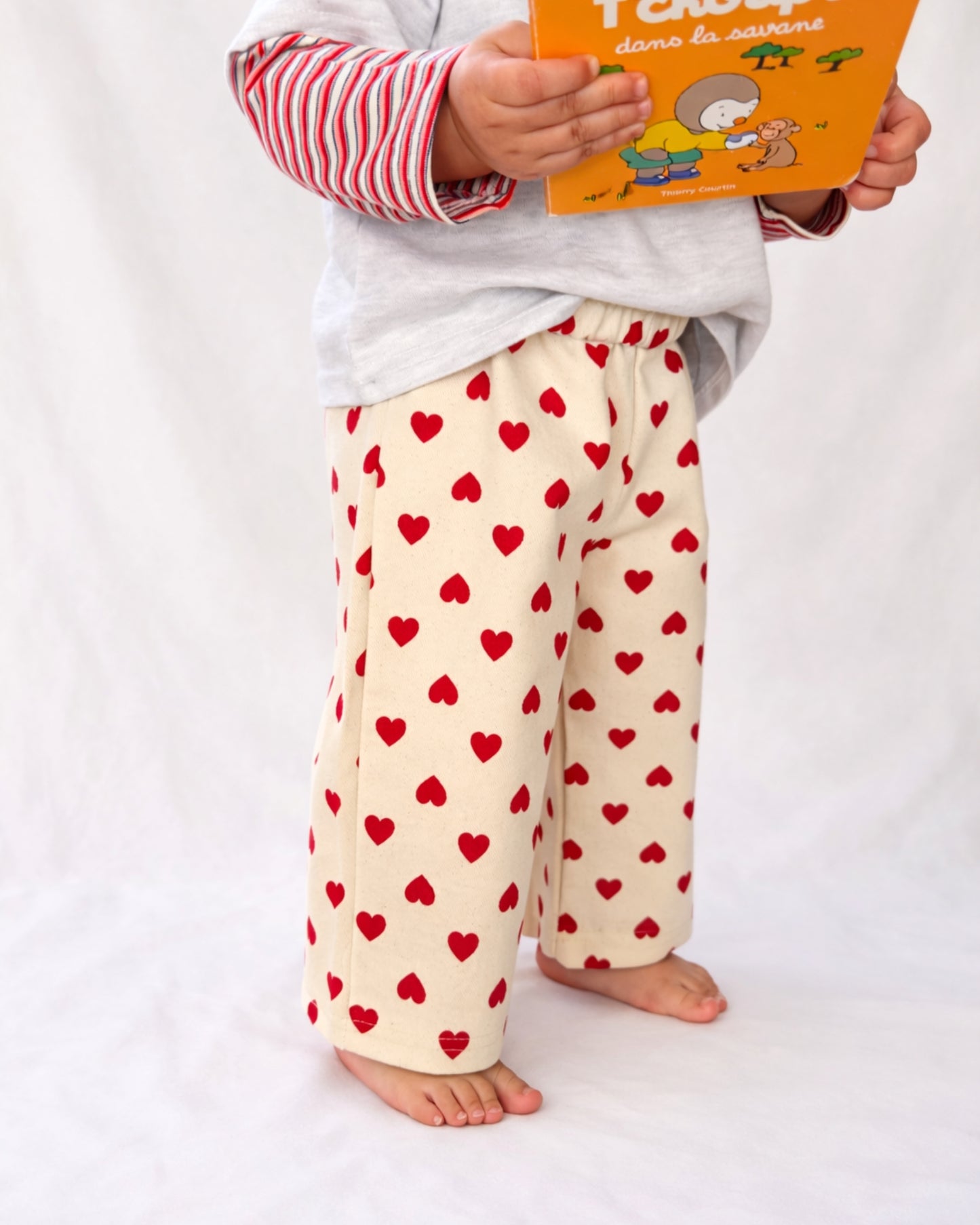 Heart Pants - White/Red
