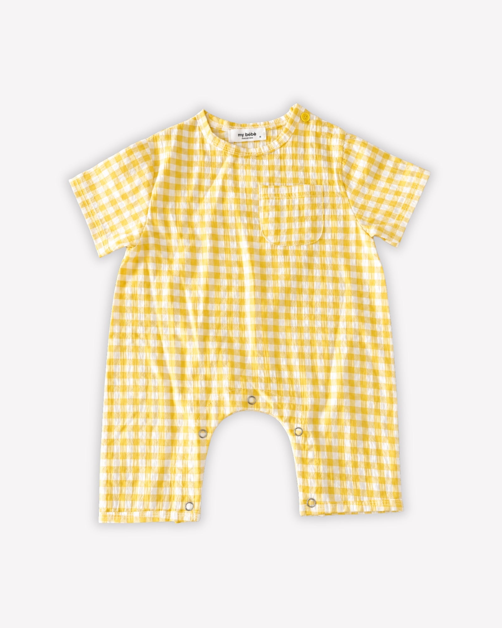 Check Romper - Soft Yellow