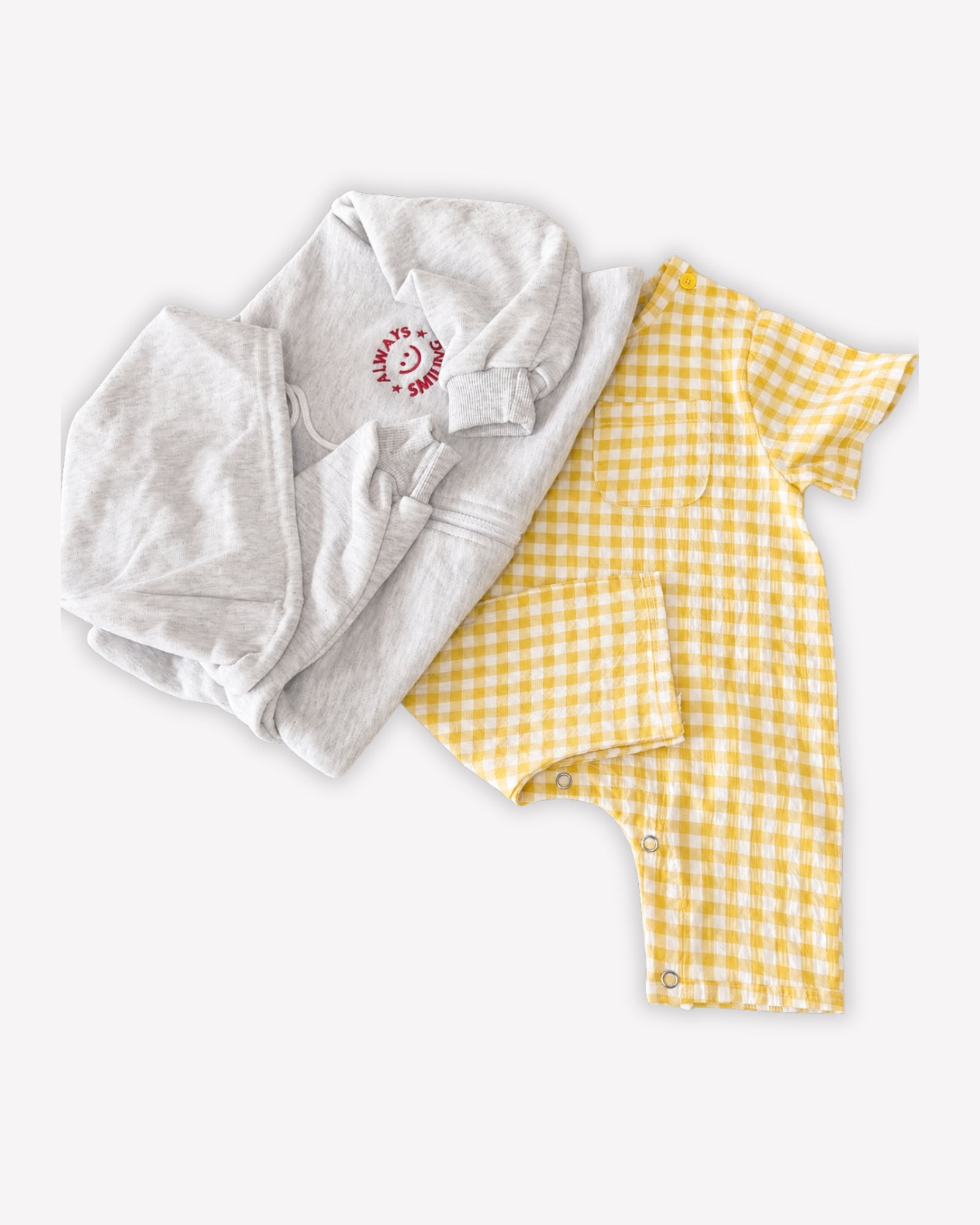 Check Romper - Soft Yellow