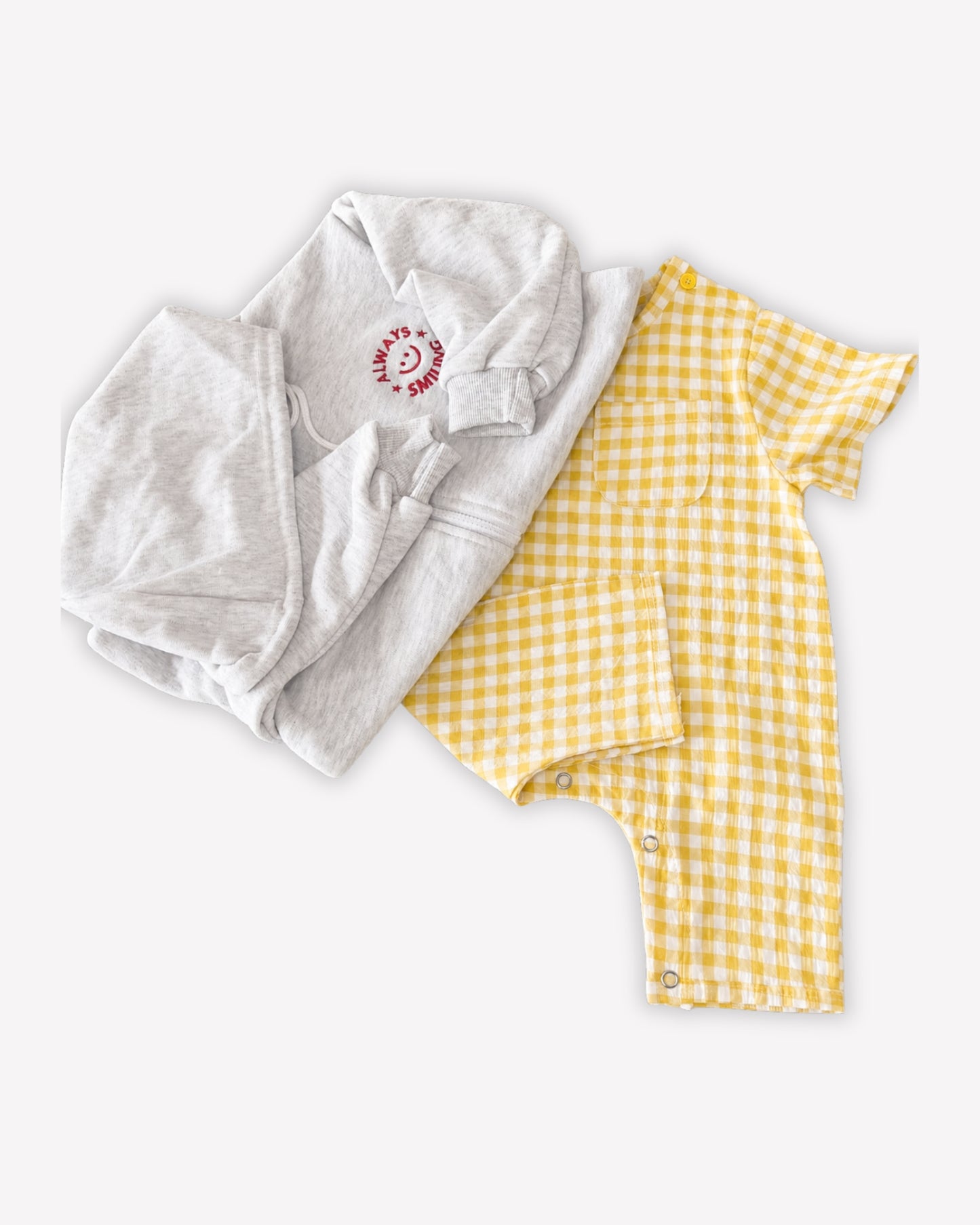 Check Romper - Soft Yellow